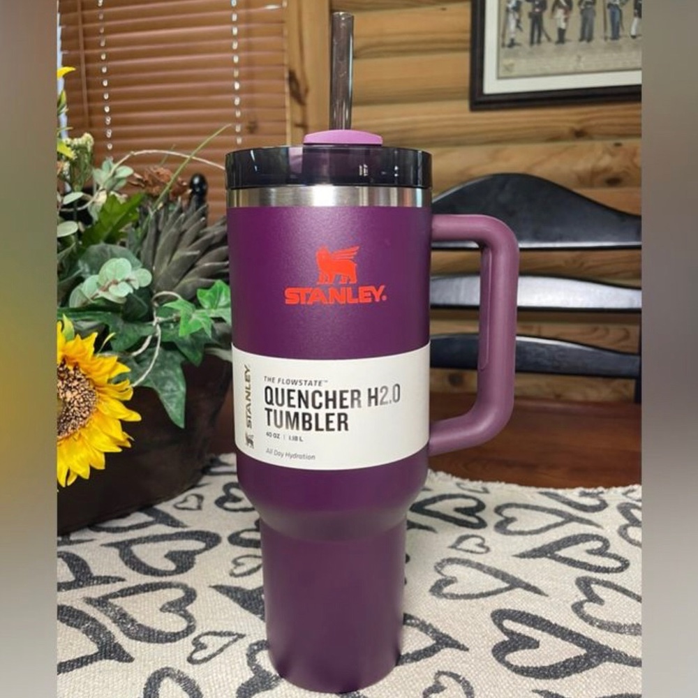 Stanley Plum & Orange 40oz Flowstate Quencher H2.0 Tumbler Cup NWT
